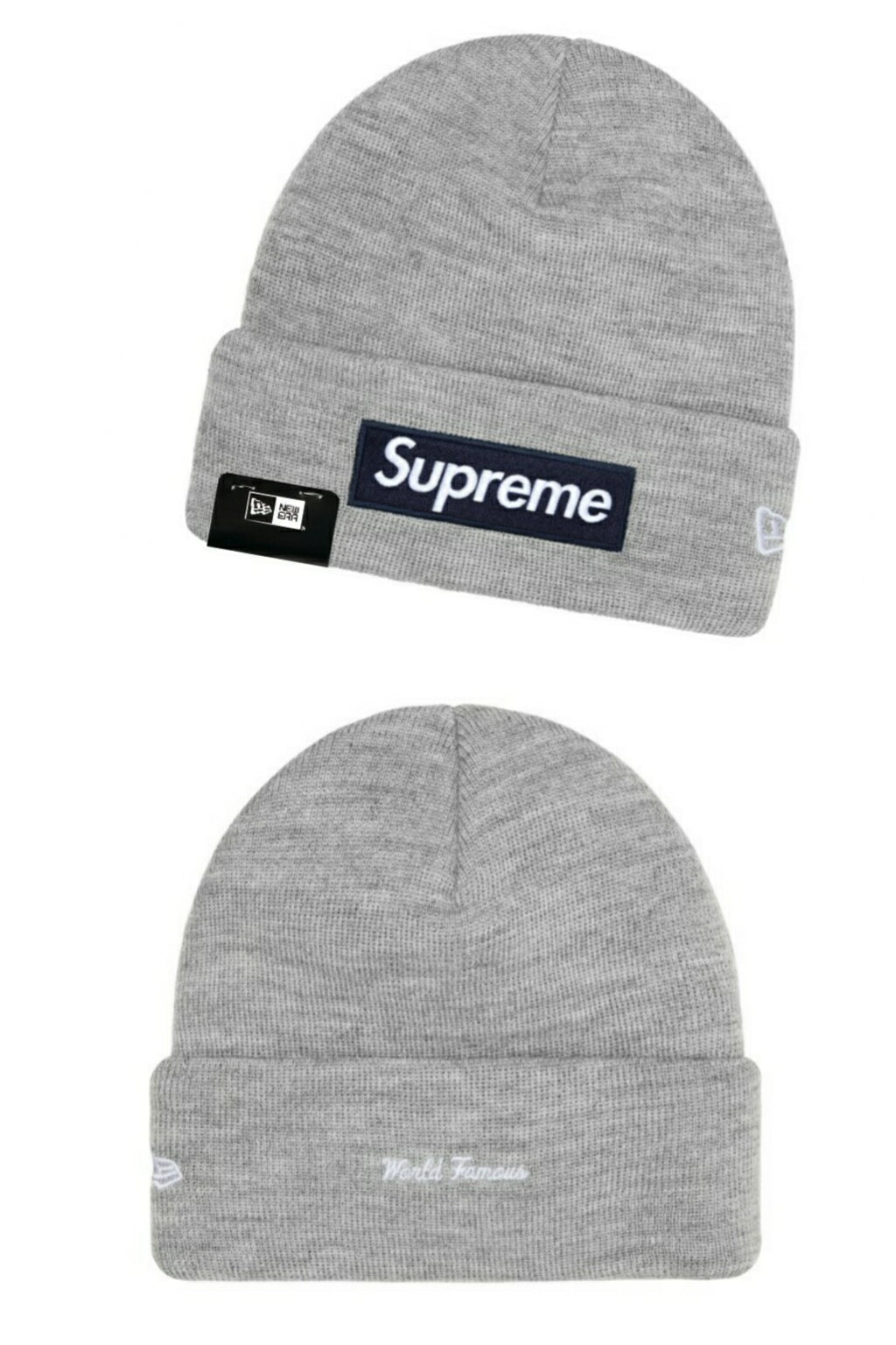 SUPREME シュプリーム ニューエラ コラボ ニット帽 25AW 灰 New Era Box Logo Bean...