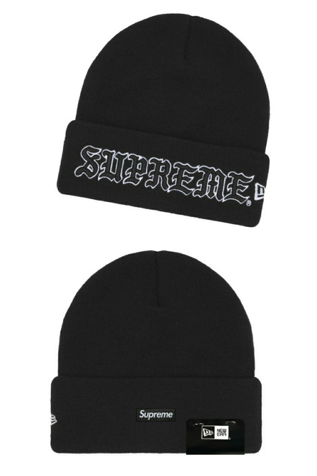 SUPREME シュプリーム ニューエラ コラボ ニット帽 25AW 黒 New Era Old English B...