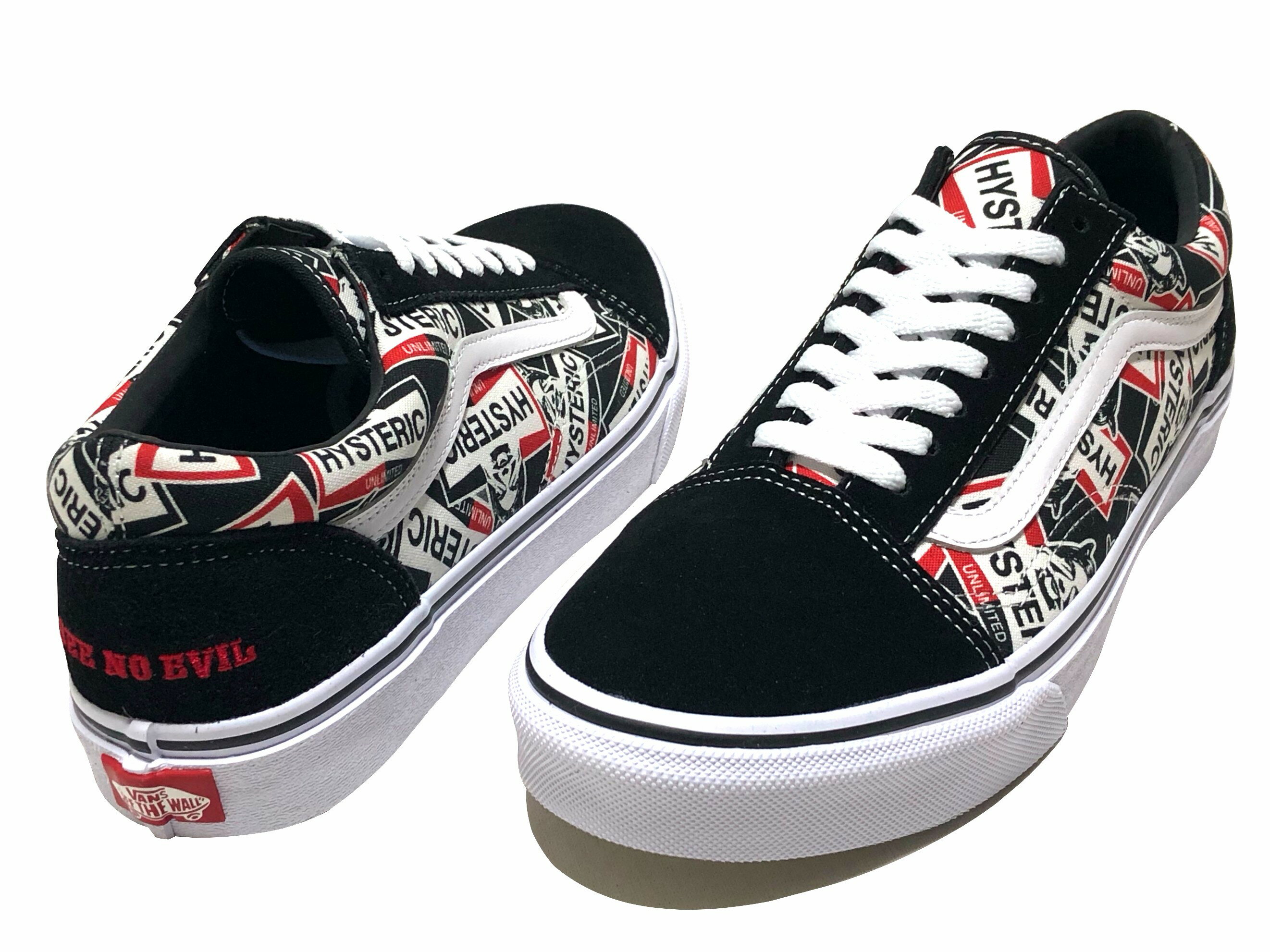 HYSTERIC GLAMOUR × VANS OLD SKOOL ヒステリック グラマー ヴァンズ コラボ 24SS 新品 黒 オールド スクール バンズ SEE NO EVIL 総柄 ヒスガール