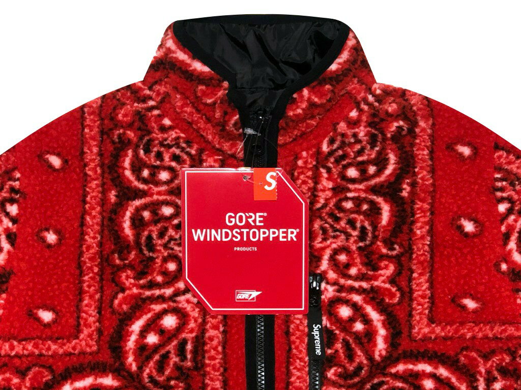 SUPREME シュプリーム 19AW 新品 赤 Reversible Bandana Fleece Jacket リバーシブル　バンダナ　フリース　ジャケット　RED モコモコ　送料無料