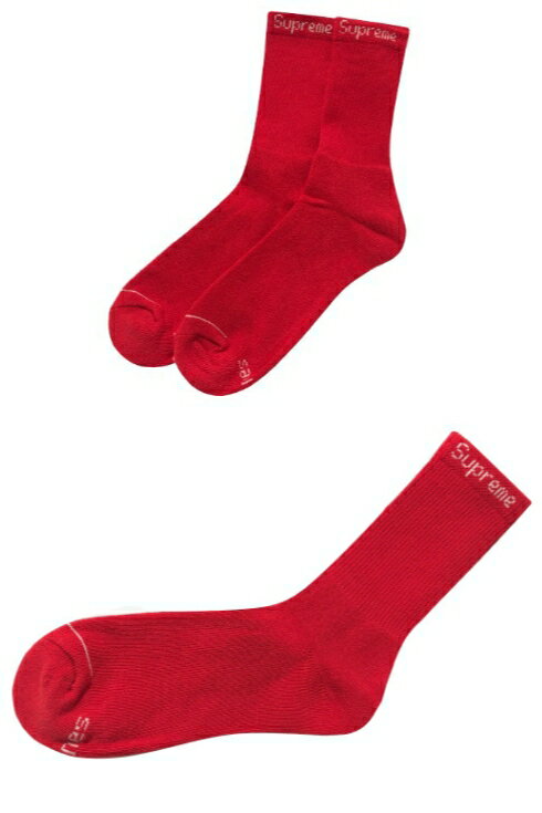 SUPREME シュプリーム ヘインズ 19AW 新品 赤 靴下 ジャガードロゴ　ハイソックス　Hanes Crew Socks 1足　RED