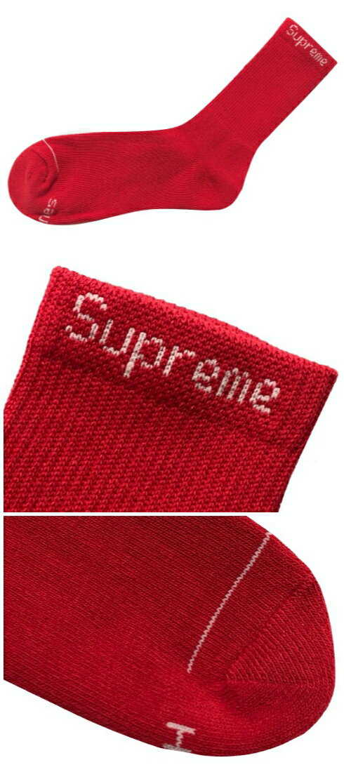 SUPREME シュプリーム ヘインズ 19AW 新品 赤 靴下 ジャガードロゴ　ハイソックス　Hanes Crew Socks 1足　RED