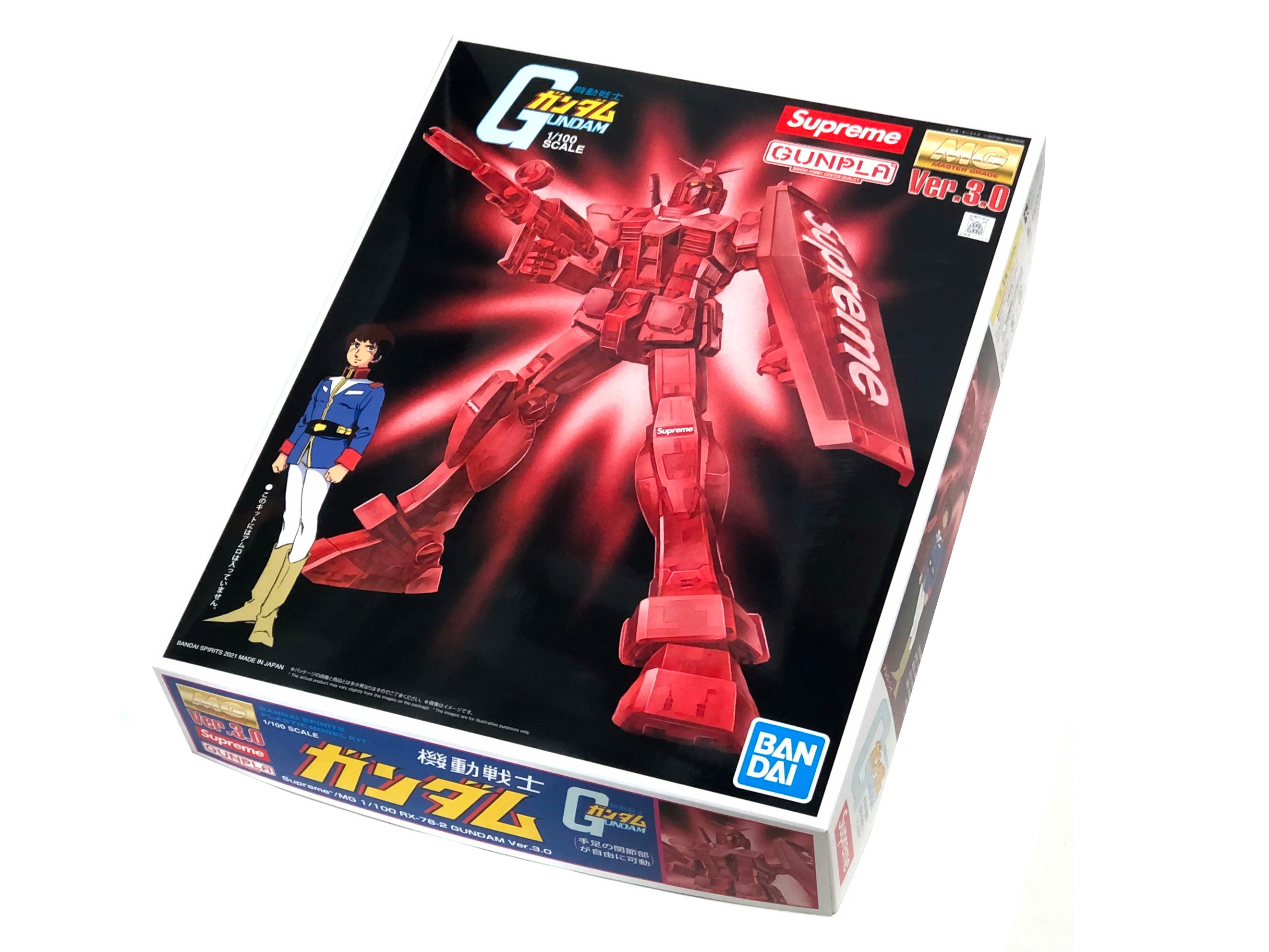 Supreme シュプリーム ガンダム 21AW /FW 新品 赤 MG 1/100 RX-78-2 GUNDAM Ver.3.0 プラモデル ガンプラ マスターグレード フィギュア RED