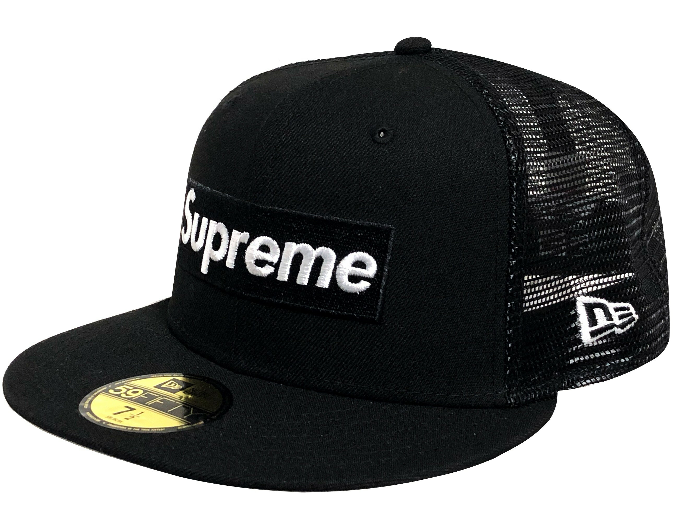 シュプリーム SUPREME シュプリーム ニューエラ コラボ 24SS 黒 Box Logo Mesh Back New Era cap BLACK ボックスロゴ メッシュ キャップ ワッペン