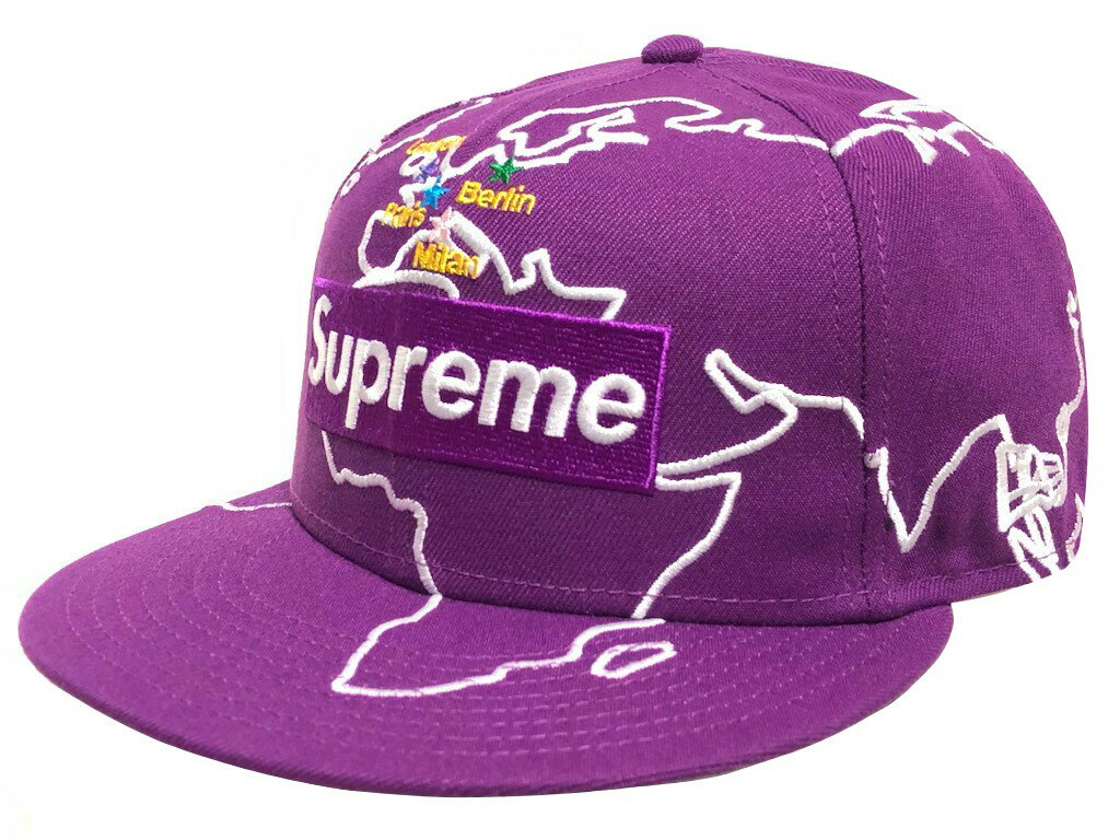 シュプリーム SUPREME シュプリーム ニューエラ コラボ 23AW 紫 Worldwide Box Logo New Era cap PURPLE ワールドワイド ボックスロゴ ニューエラ パープル 世界地図