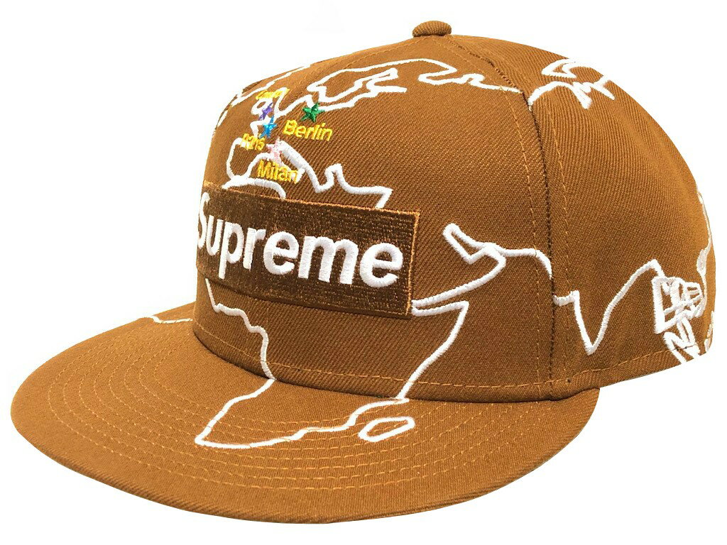 SUPREME シュプリーム ニューエラ コラボ 23AW 茶 Worldwide Box Logo New Era cap BROWN ワールドワイド ボックスロゴ ブラウン 世界地図