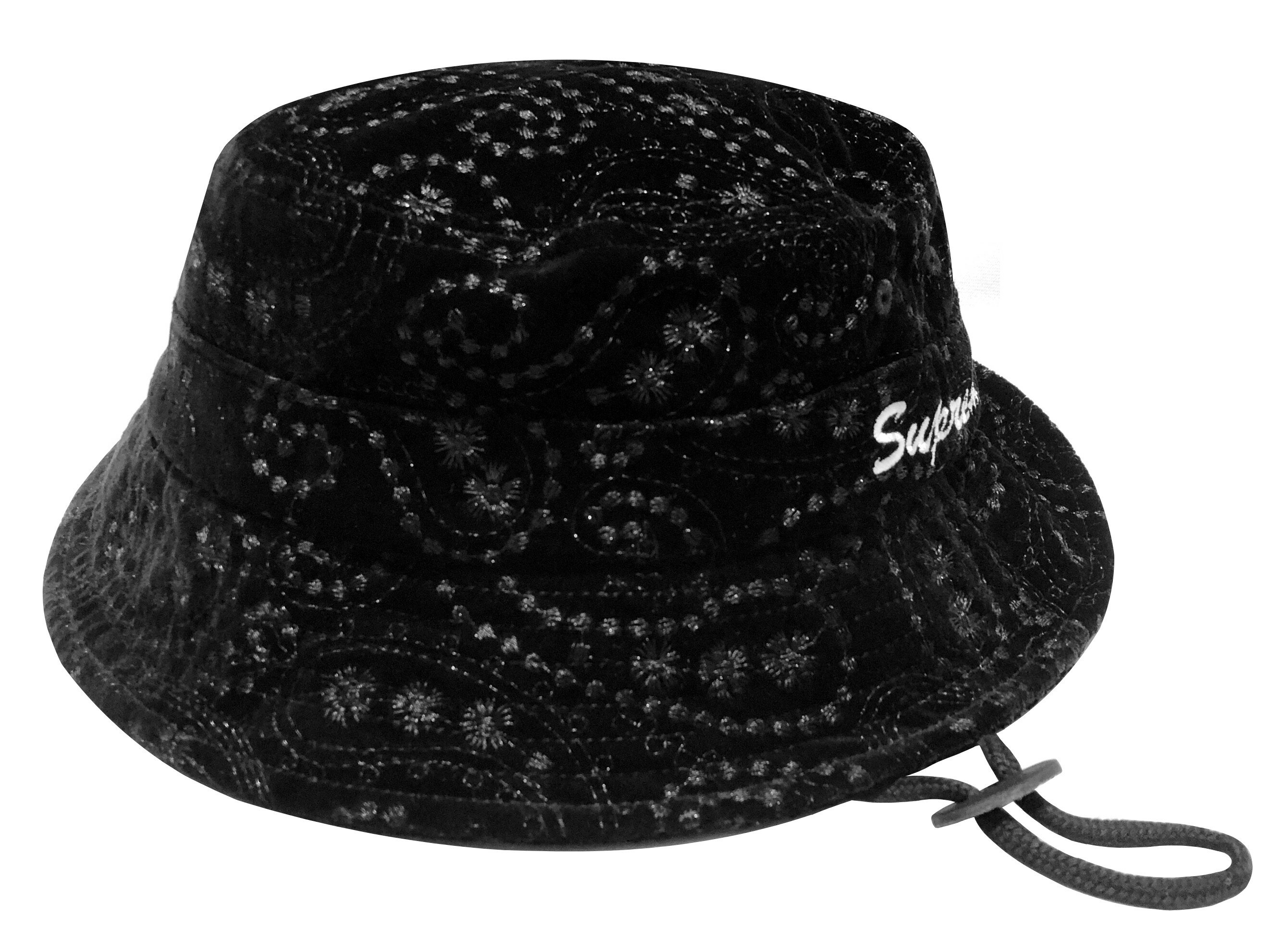 SUPREME シュプリーム 23AW 新品 黒 Velvet Paisley Boonie HAT ベルベット ペイズリー ブー二― ハット BLACK 23FW