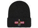 シュプリーム ニット帽 SUPREME 23AW 新品 黒 Eagle Beane BLACK イーグル ビーニー 鷲 ロゴ刺繍 折り返し ブラック ミックスカラ― 23FW