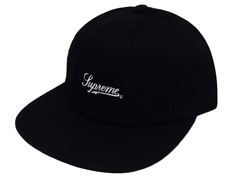 SUPREME シュプリーム 24SS 新品 黒 Script Logo 6-Panel Cap スクリプト ロゴ 6パネル キャップ BLACK ロゴ 刺繍