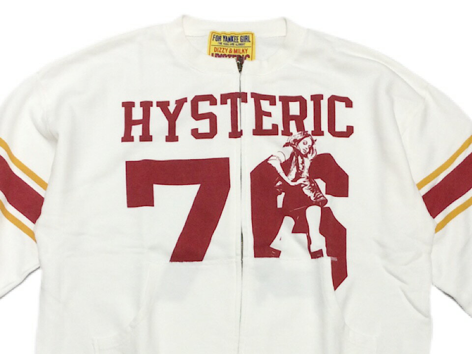 ヒステリックグラマー HYSTERIC GLAMOUR 新品 白 HYSTERIC 76 オーバーサイズ ジャンパー スウェット カーディガン DIRTY WHITE ユニセックス(4)