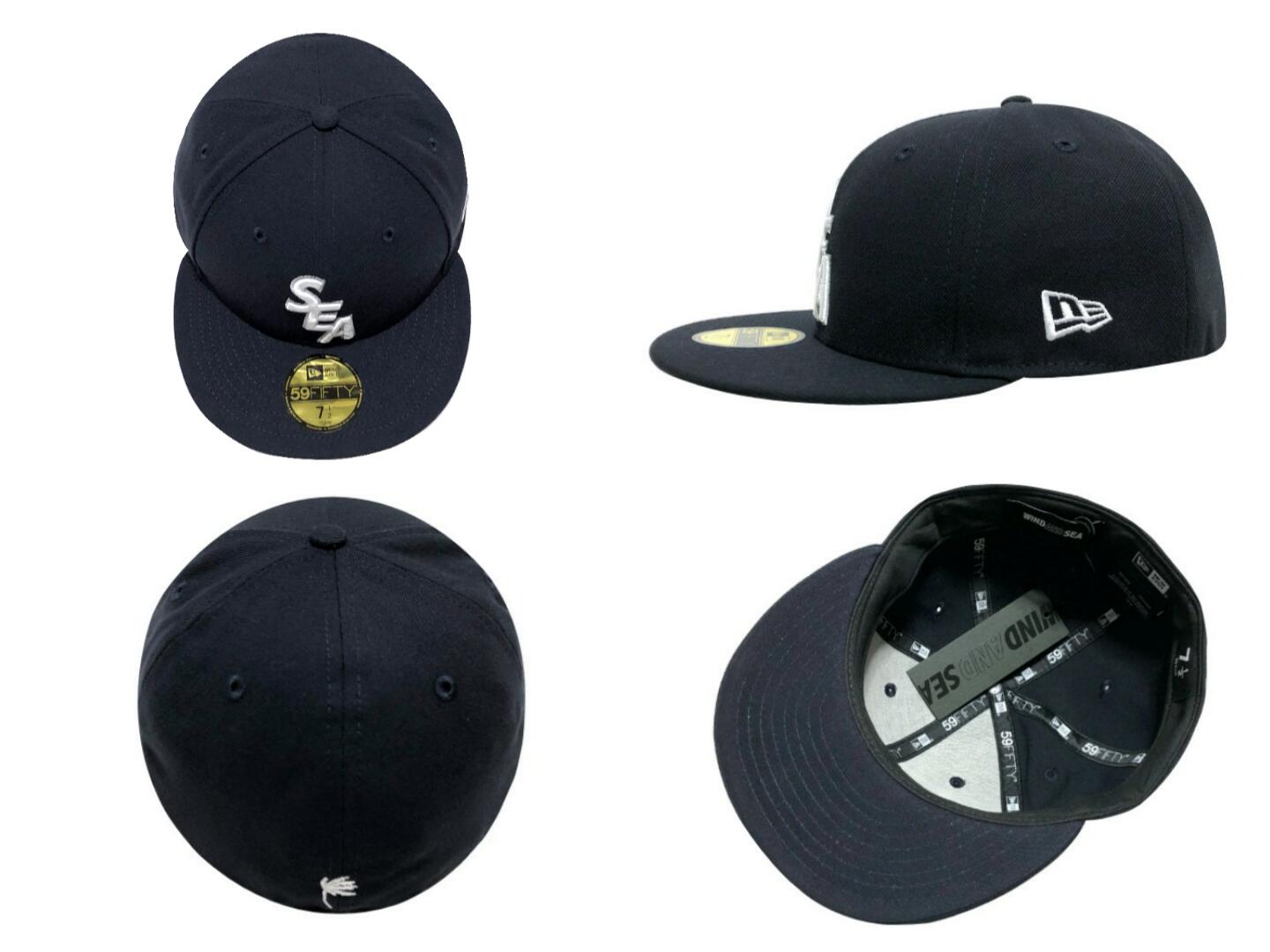 WIND AND SEA NEWERA ニューエラ ウィンダンシー コラボ 21SS 新品 紺 WIND AND SEA 59 FIFTY CAP NAVY 刺繍 ロゴ ニューエラキャップ ネイビー