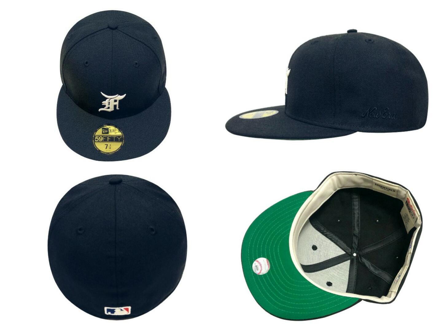 FEAR OF GOD ESSENTIALS × NEW ERA ニューエラ エッセンシャルズ フィアオブゴッド コラボ 2021 新品 紺 59 FIFTY CAP NAVY 刺繍 Fロゴ ニューエラキャップ ネイビー グリーン アンダーバイザー ベースボールキャップ