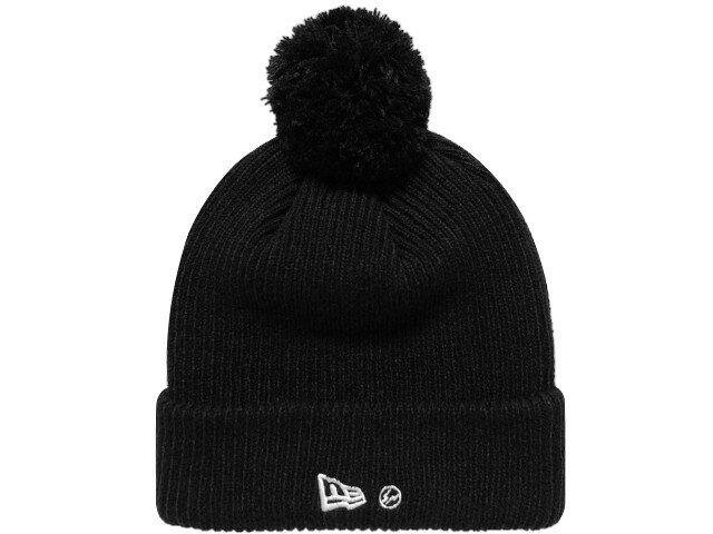 ニューエラ ニット帽 メンズ NEW ERA × FRAGMENT DESIGN POMPON KNIT RIP 2022 新品 黒 ニューエラ フラグメント デザイン ポンポンニット リブ キャップ ブラック ニット帽 サークルサンダー 藤原ヒロシ BLACK HF