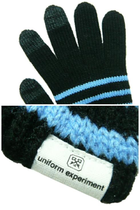 SOPHNET uniform experiment ソフ UE☆新品　手袋　BORDER TOUCH GLOVE　フラグメント　ブラック スマートフォン対応 3