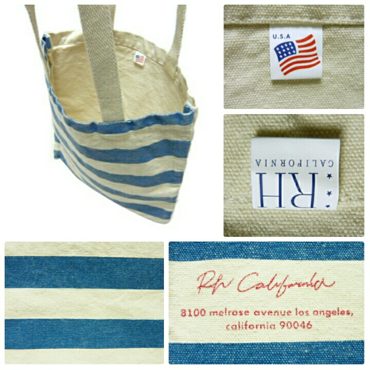 Ron Herman ロンハーマン★2015新品 RH California Tote Bag　BORDER ボーダー　生成り　トートバッグ コットン