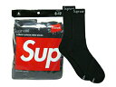 SUPREME シュプリーム ヘインズ 新品 黒 靴下　ハイソックス　Hanes Crew Socks 4足パック　BLACK