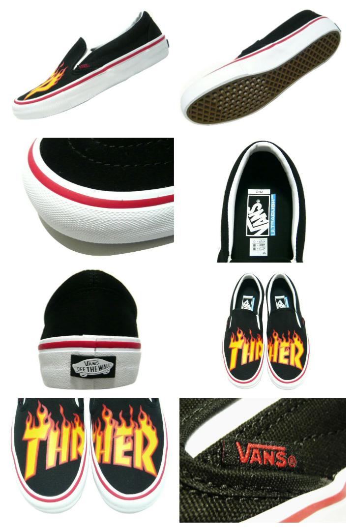 VANS バンズ THRASHER MAGAZINE ヴァンズ スラッシャーコラボ☆2017新品 黒 SLIP-ON PRO　スリッポン　スニーカー BLACK