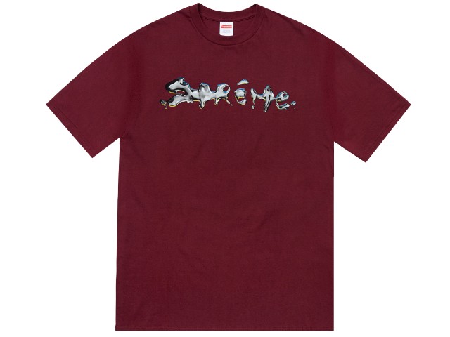 SUPREME シュプリーム ★ 18AW 新品 バーガンディ Liquid Tee リキッド Tシャツ 液体　メタル ロゴ BURGUNDY　エンジ