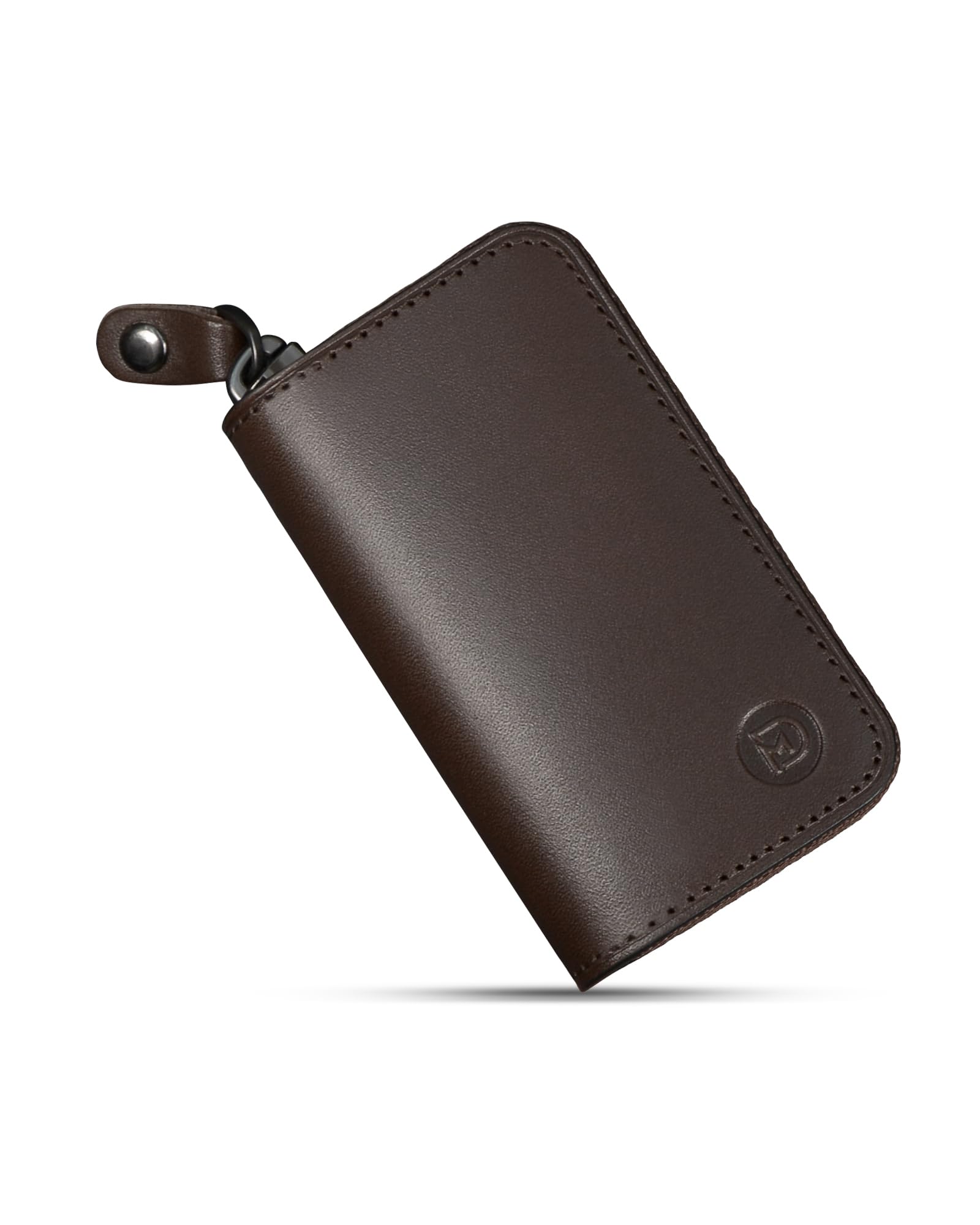 乐天商城 - キーケース メンズ スマートキー対応 本革 ファスナー キーケース 車 コンパクト key case カラビナ プレゼント (コーヒー)