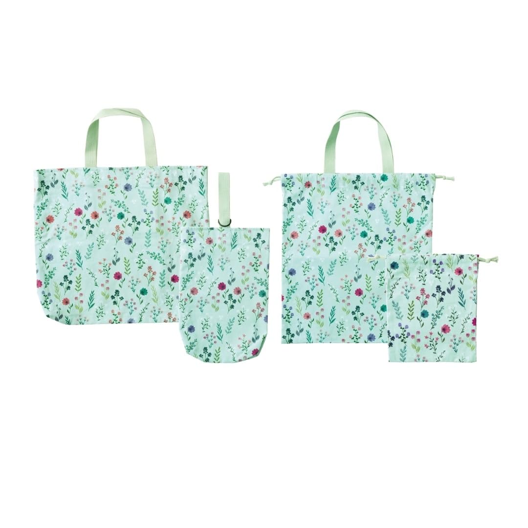 サイズ:レッスンバッグ:約W40 D3 H32/上履き入れ:約W17 D4 H26/体操着袋:約W35 H40/給食袋:約W18 H22/ネームタグ付き/液温は40 ℃を限度とし、洗濯機で非常に弱い処理が出来る