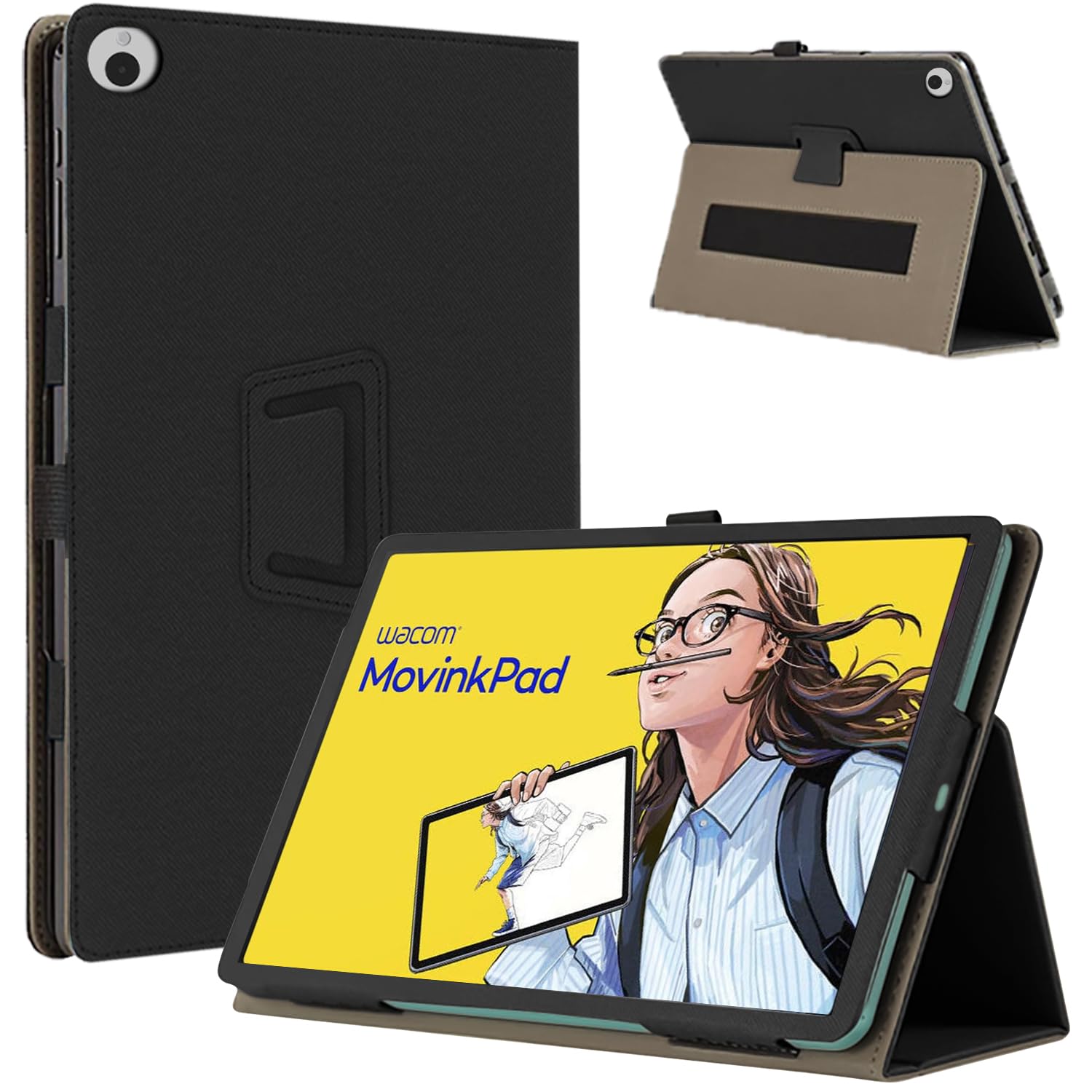 Tablet - タブレットケース 11インチ 二つ折りスタンド ペンホルダー付き 全面保護 耐衝撃 傷防止 ハンドストラップ付き 360度回転 ブラック