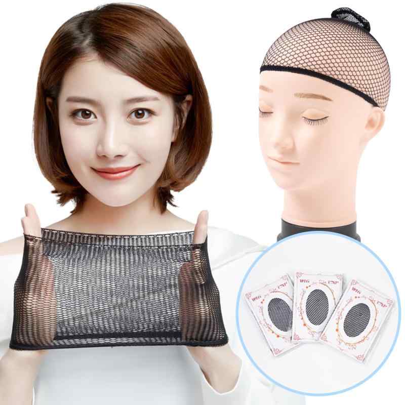 [LODI] ウィッグネット 3枚セット 黒 ウィッグ専用ネット ウィッグキャップ ヘアネット 筒型 伸縮性 メッシュ ブラック 網 男女兼用 髪束ね フリーサイズ ウィッグ用小物