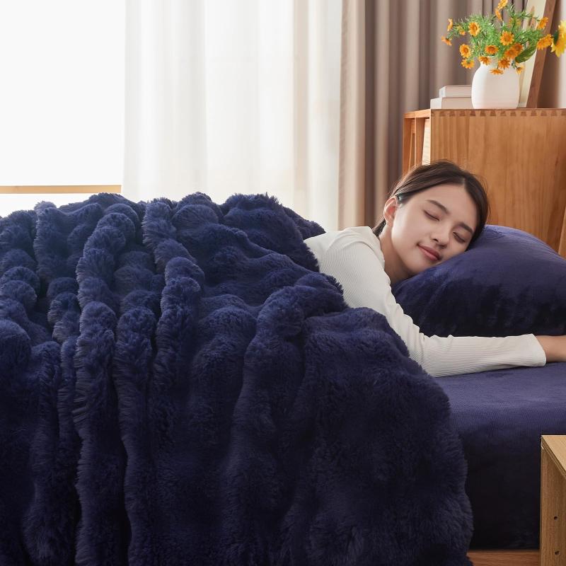 Softime 掛け布団カバー 冬 暖かい 羽毛布団カバー 毛布カバー モコモコラビットファー調 毛布にもなる2WAY仕様 『極暖・プラス5℃蓄熱保温』吸湿発熱 あったか CICA保湿加工 静電気防止 抗菌