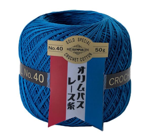 Other - レース糸 40番手 50g 約445m ブルー系 綿100% 手芸 編み物 糸 手編み クラフト用品 裁縫材料