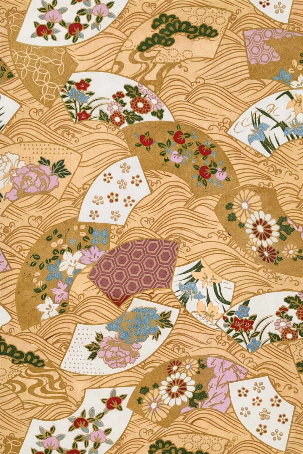 Rakuten - 御朱印帳 大判 182×121mm 蛇腹 48頁 集印帳 御城印 両面 帳面 和柄 扇 波金 デザイン 記録用 ノート 神社 寺院 参拝