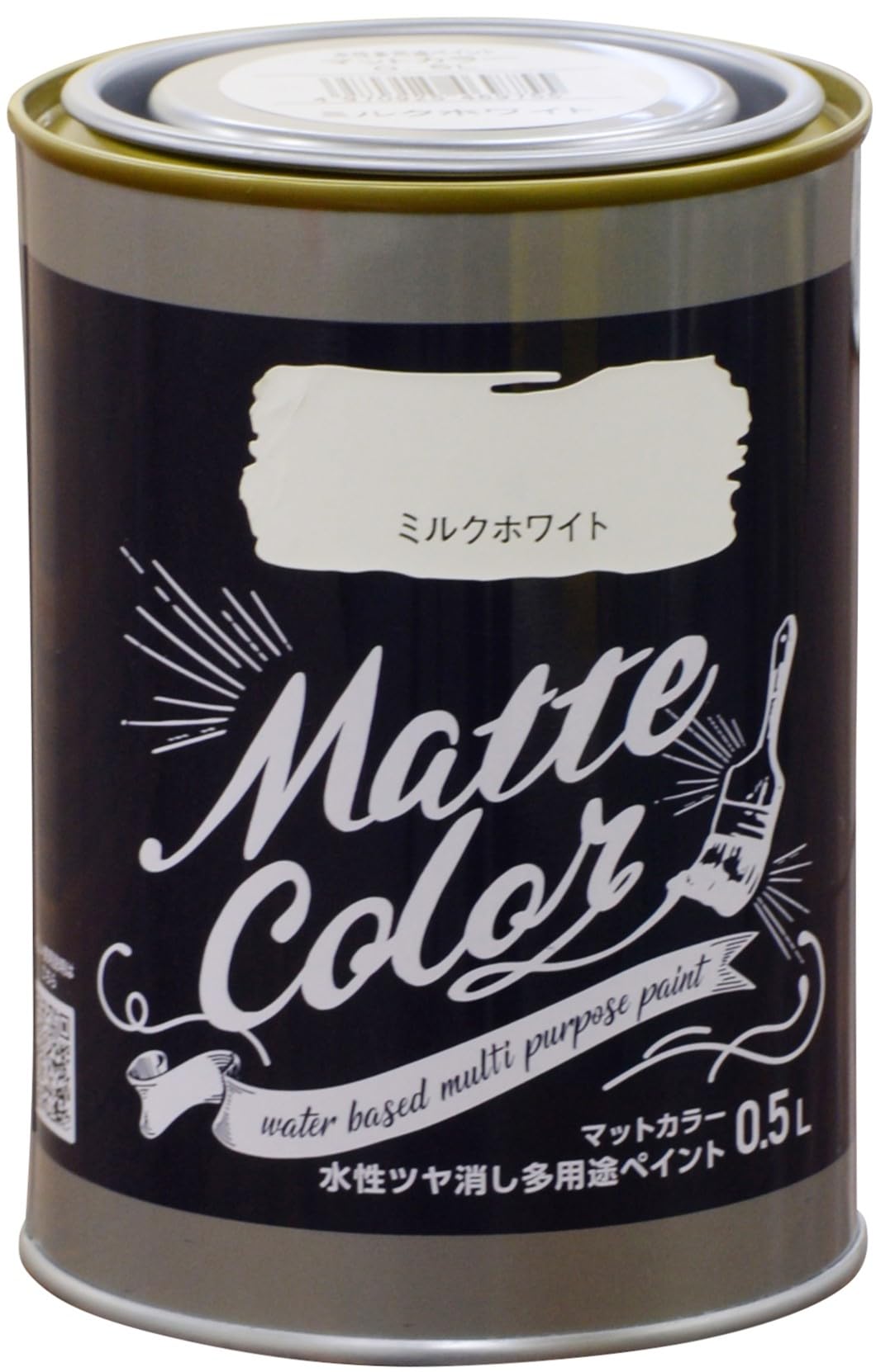 水性多用途塗料 0.5L ミルクホワイト 艶消し マット 1回塗り 低臭 抗菌 防カビ 防...