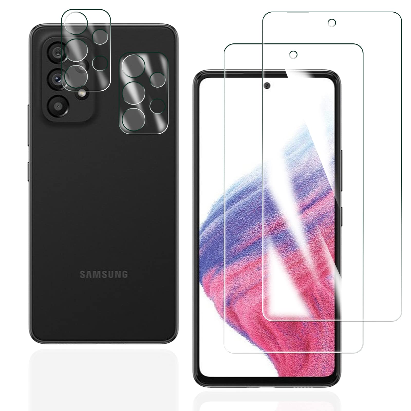 スマートフォン用 液晶保護ガラスフィルム 4枚セット 全面保護 強化ガラス カメラレンズカバー付き 耐衝撃 極薄 気泡ゼロ 指紋防止
