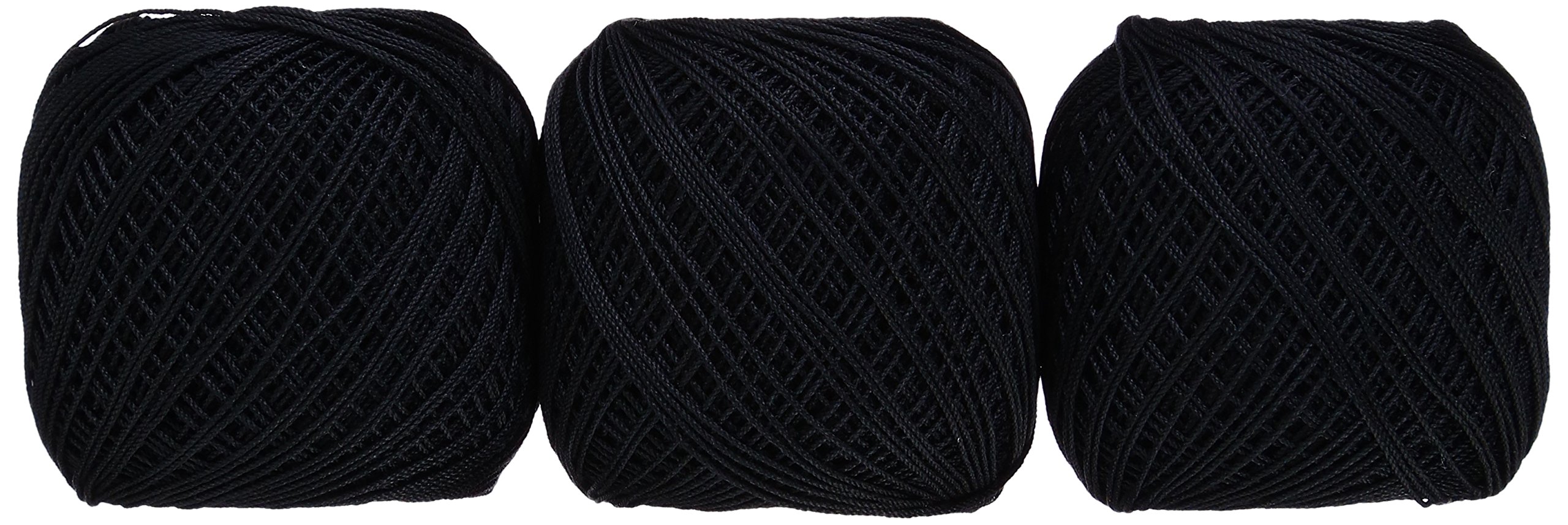 レース糸 40番手 10g 約89m 3玉セット ブラック 黒 綿 コットン 手芸 編み物 ハンドメイド 素材