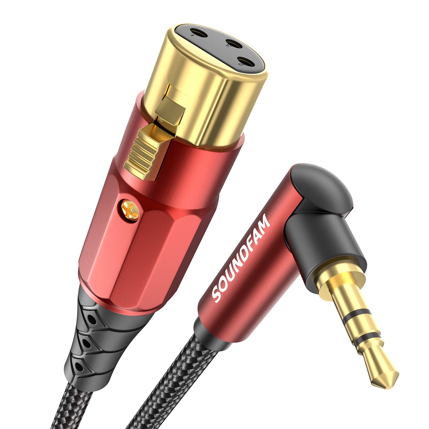 ・コネクタ形状:90度3.5mm(オス) to XLR(メス) ・ケーブル長:1M ・導体素材:99.95%高純度錫メッキ銅線 ・シールド構造:アルミ箔+金属編組二層巻 ・コネクタ仕様:24K金メッキ ・外装素材:綿編み ・コネクタ機能:セルフロック式XLRメスコネクター ・端子規格:TRS 3極