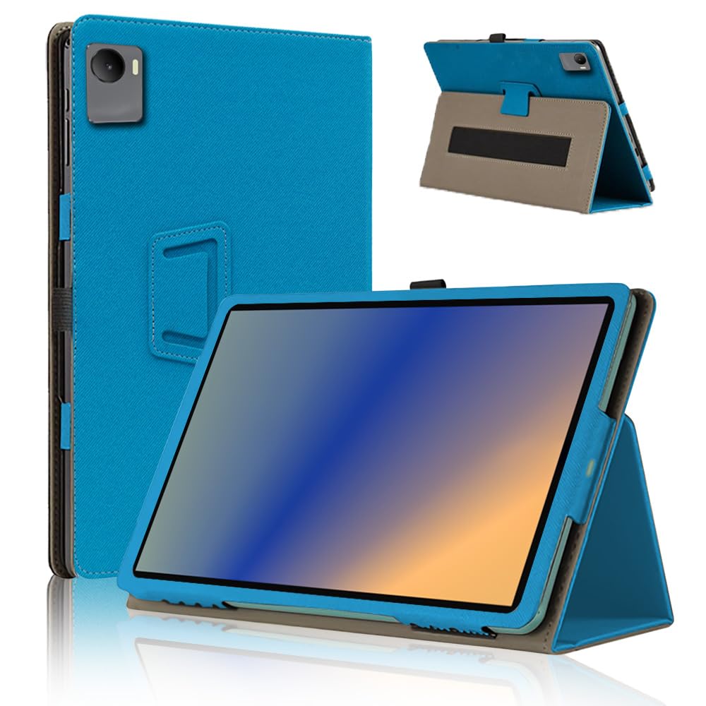 Tablet - タブレットケース 10インチ 全面保護 二つ折り スタンド機能 ペンホルダー付き マグネット式 耐衝撃 擦り傷防止 ハンドストラップ付き ライトブルー