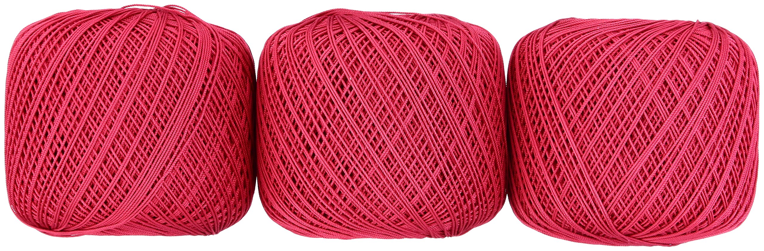 レース糸 18番手 レッド系 50g 約210m 3玉セット 綿 コットン 手芸 編み物 ハンドメイド 素材 材料