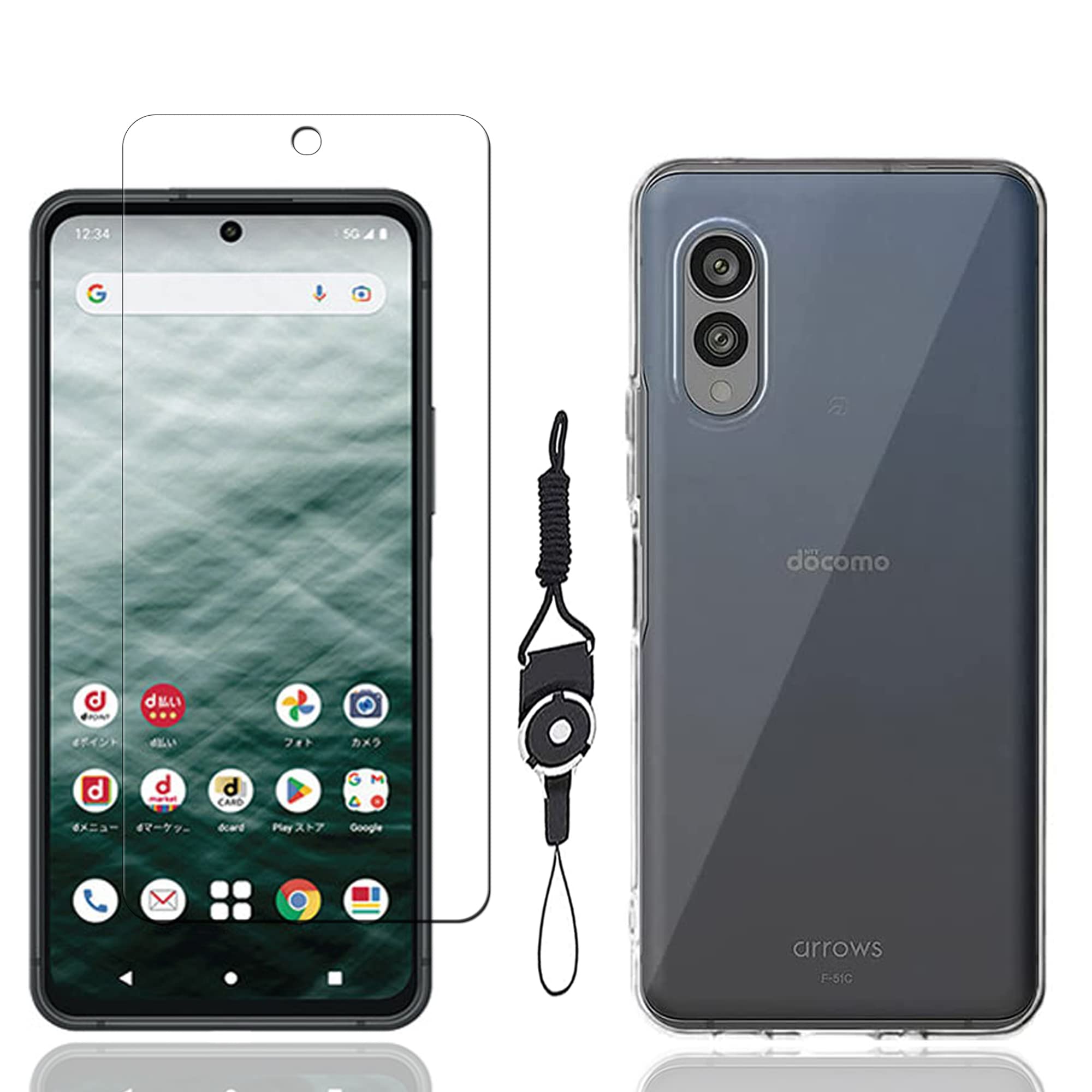 ・対応機種:Arrows N F-51C ・素材:TPU ・機能:高透過率、マイクロドット加工、耐衝撃(エアクッションテクノロジー)、黄変防止、汚れ防止、耐水、防指紋、散熱加工