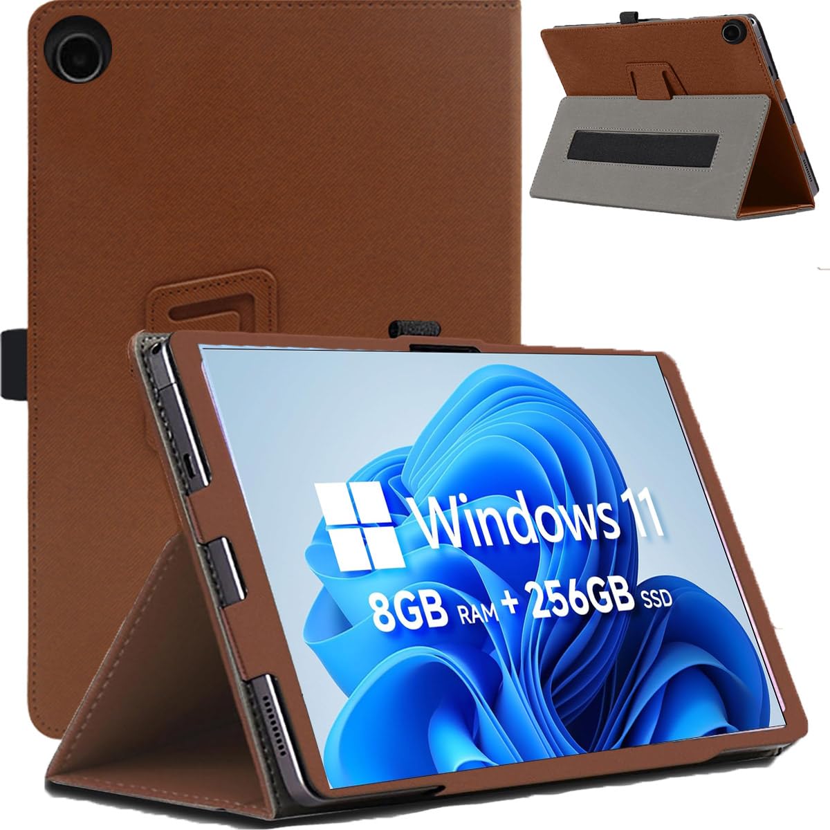 Tablet - タブレットケース 10.1インチ 360度回転 スタンド機能 ペンホルダー付き 耐衝撃 全面保護 二つ折り 手帳型 カバー ブラウン
