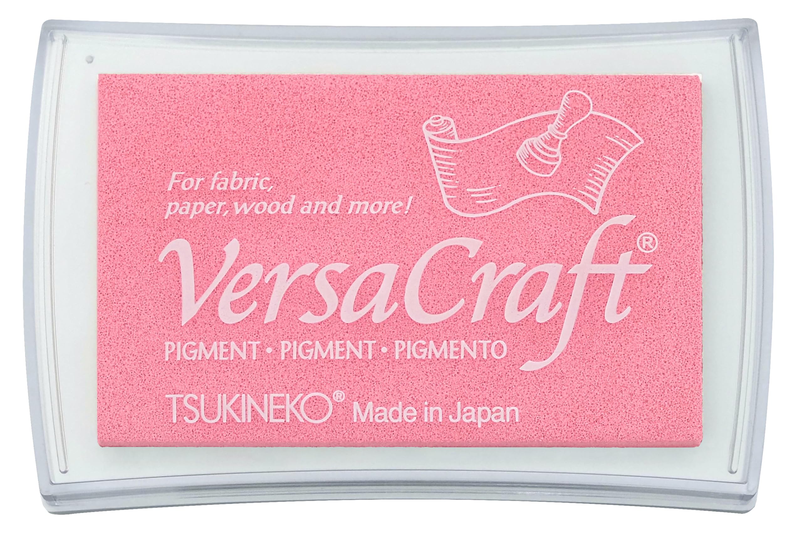 スタンプ台 布用 紙用 木用 スタンプパッド インクパッド クラフト 制作 手芸 工作 横76mm 縦47mm ピンク バブルガムカラー