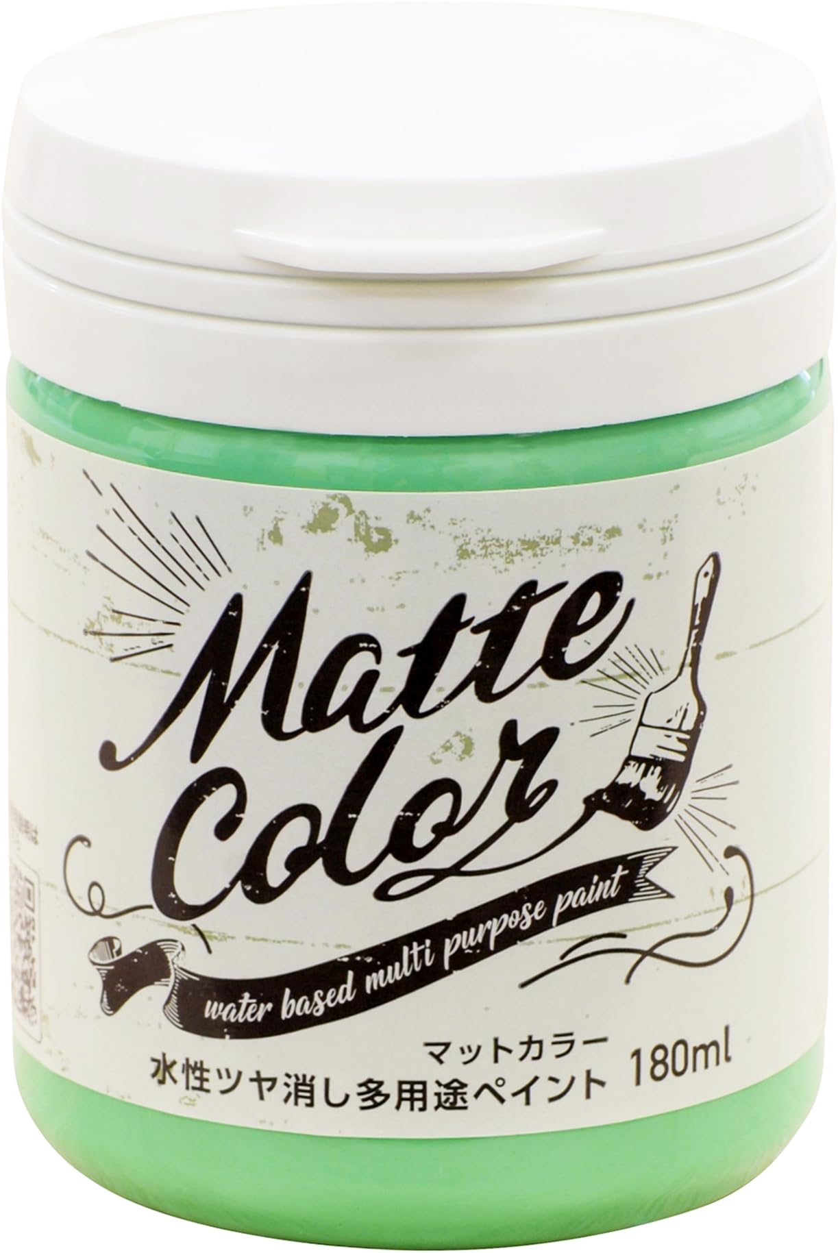水性塗料 180ml コバルトグリーン マットカラー ペンキ 屋内外用 ツヤ消し 1回塗り 低臭 抗菌 防カビ 壁紙対応 シックハウス対策 日本製