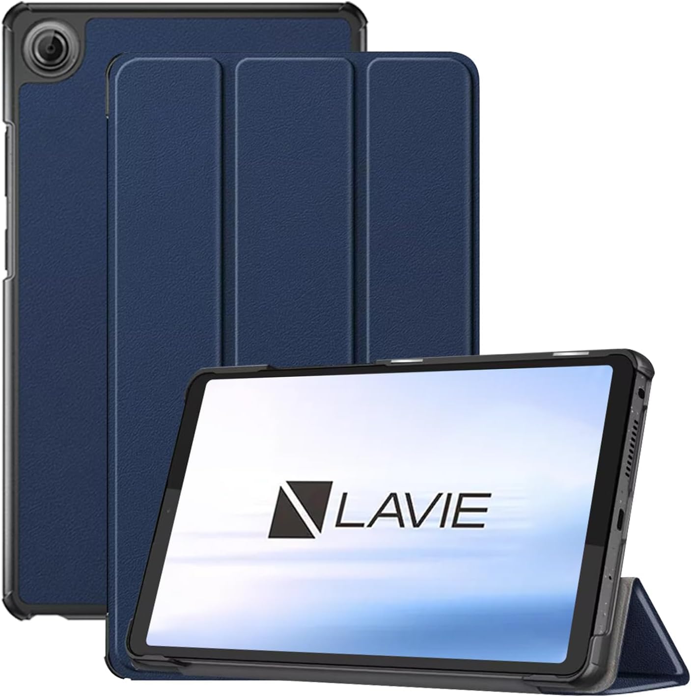 Tablet - タブレットケース 8.7インチ 保護カバー 軽量 薄型 耐衝撃 全面保護 三つ折りスタンド機能 ブルー 収納ケース