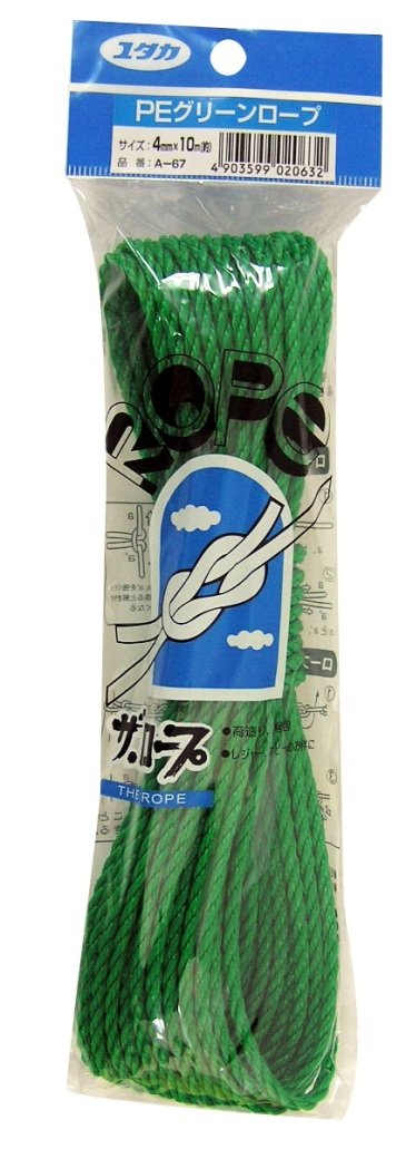 ・原産国:日本 ・材質:ポリエチレン ・サイズ:4mm×10M ・耐候性: ・耐水性: ・耐熱性:約55℃以内 ・耐薬品性: ・性質:水に浮く