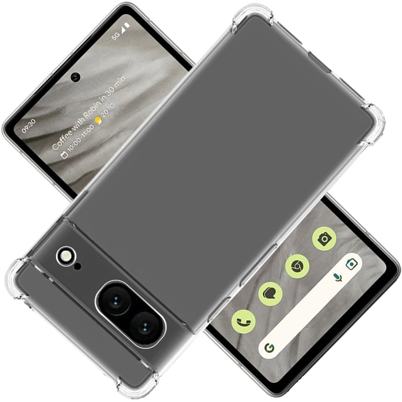 ・対応機種:Google Pixel 7a 5G ・耐衝撃性能:2mの高さからの落下試験クリア、四隅の耐衝撃性は通常ケースの5倍 ・カメラレンズ保護:レンズより0.5mm高く設計 ・液晶画面保護:画面より0.8mm高く設計 ・素材:ポリカーボネート ・光透過率:99% ・機能:ワイヤレス充電対応、滑り止め設計、防汚加工、水洗い可能