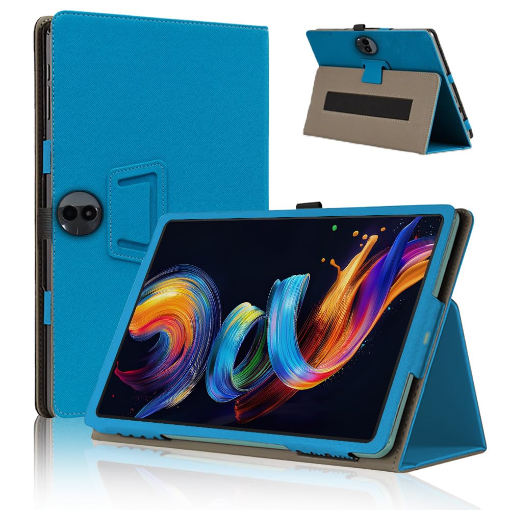 Tablet - タブレットケース 11.5インチ スタンド機能付き ペンホルダー ハンドストラップ 360度保護 耐衝撃 二つ折りカバー ライトブルー