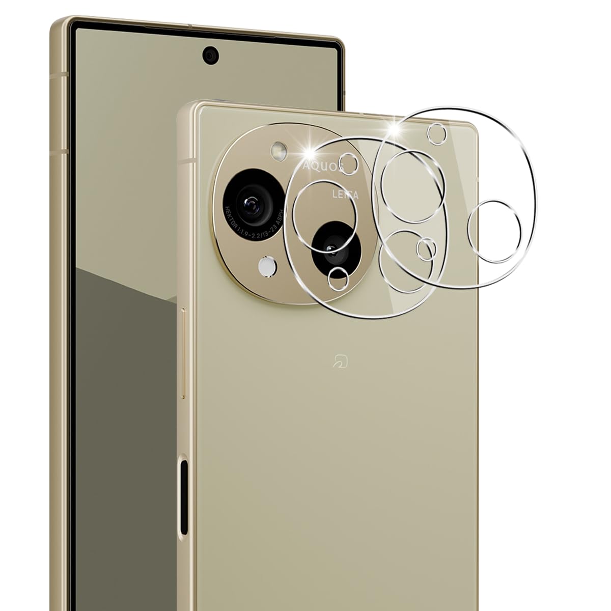Protectors - カメラフィルム 2枚セット AQUOS 強化ガラス レンズカバー レンズ保護フィルム 10H硬度 耐衝撃 高透過率 飛散防止 指紋防止 気泡防止 簡単貼り付け ケース干渉なし