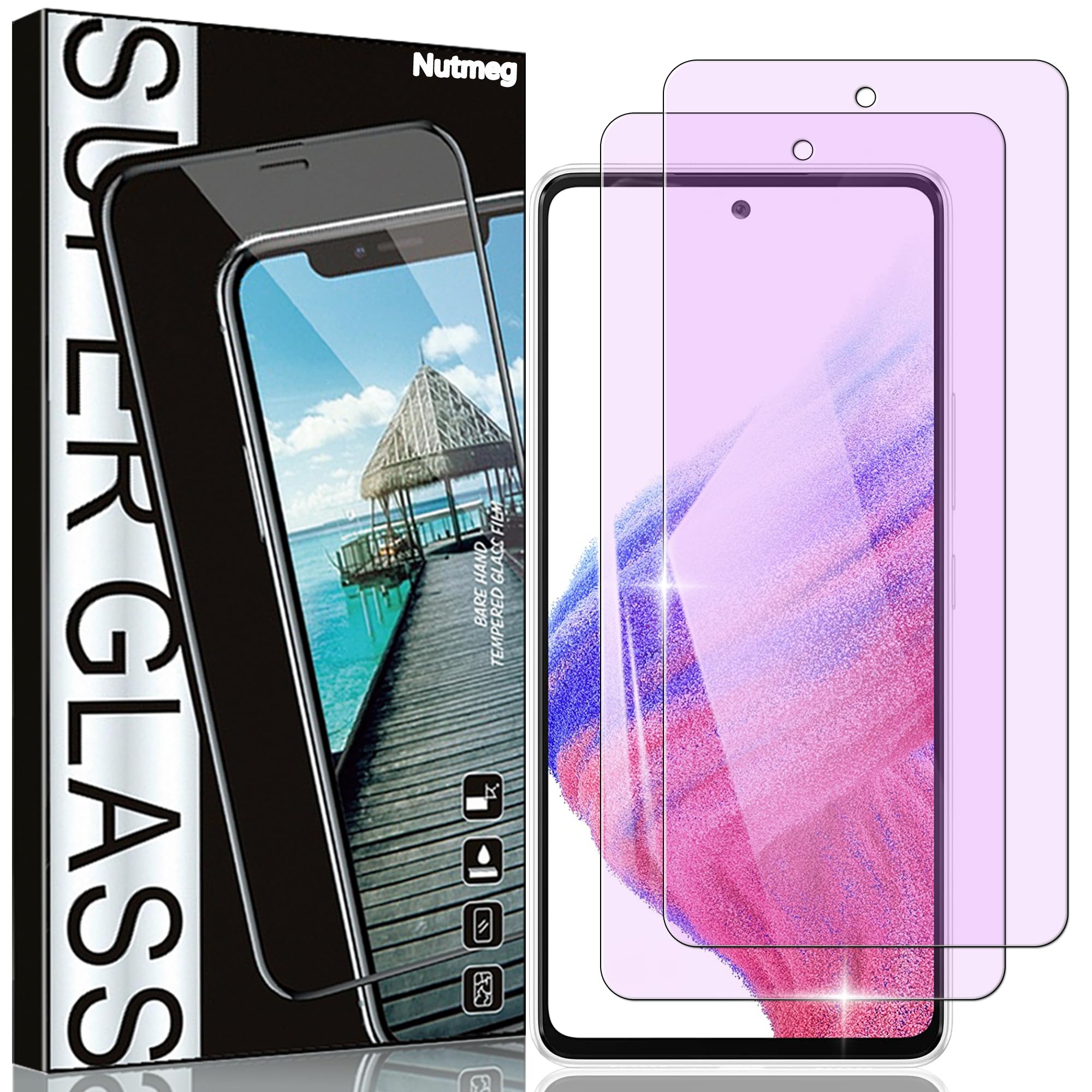 Protectors - スマホ保護フィルム Galaxy A53 5G 2枚セット ブルーライトカット 強化ガラス 9H 高透過率 反射防止 撥油性 気泡防止 耐衝撃 飛散防止 高感度タッチ