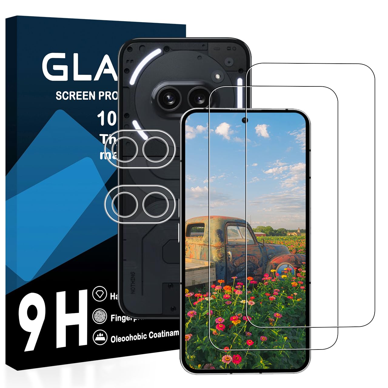 スマートフォン用液晶保護フィルム 2枚 レンズ保護フィルム 2枚セット 強化ガラス 9H 硬度 飛散防止 指紋防止 高感度 衝撃吸収 ラウンドエッジ加工 気泡ゼロ