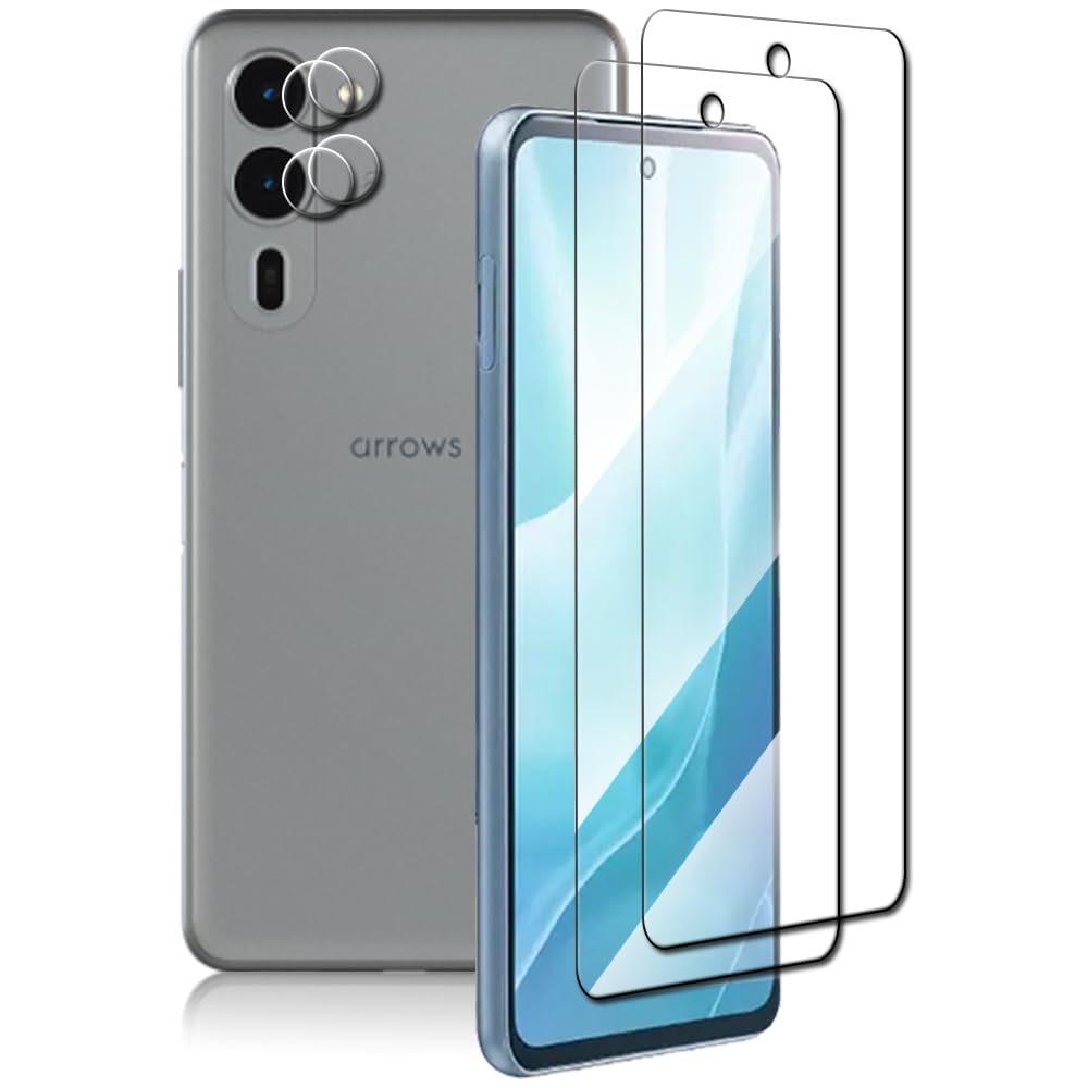 スマホ保護フィルム 2枚 カメラ保護フィルム 2枚 セット 強化ガラス 高透過率 硬度...