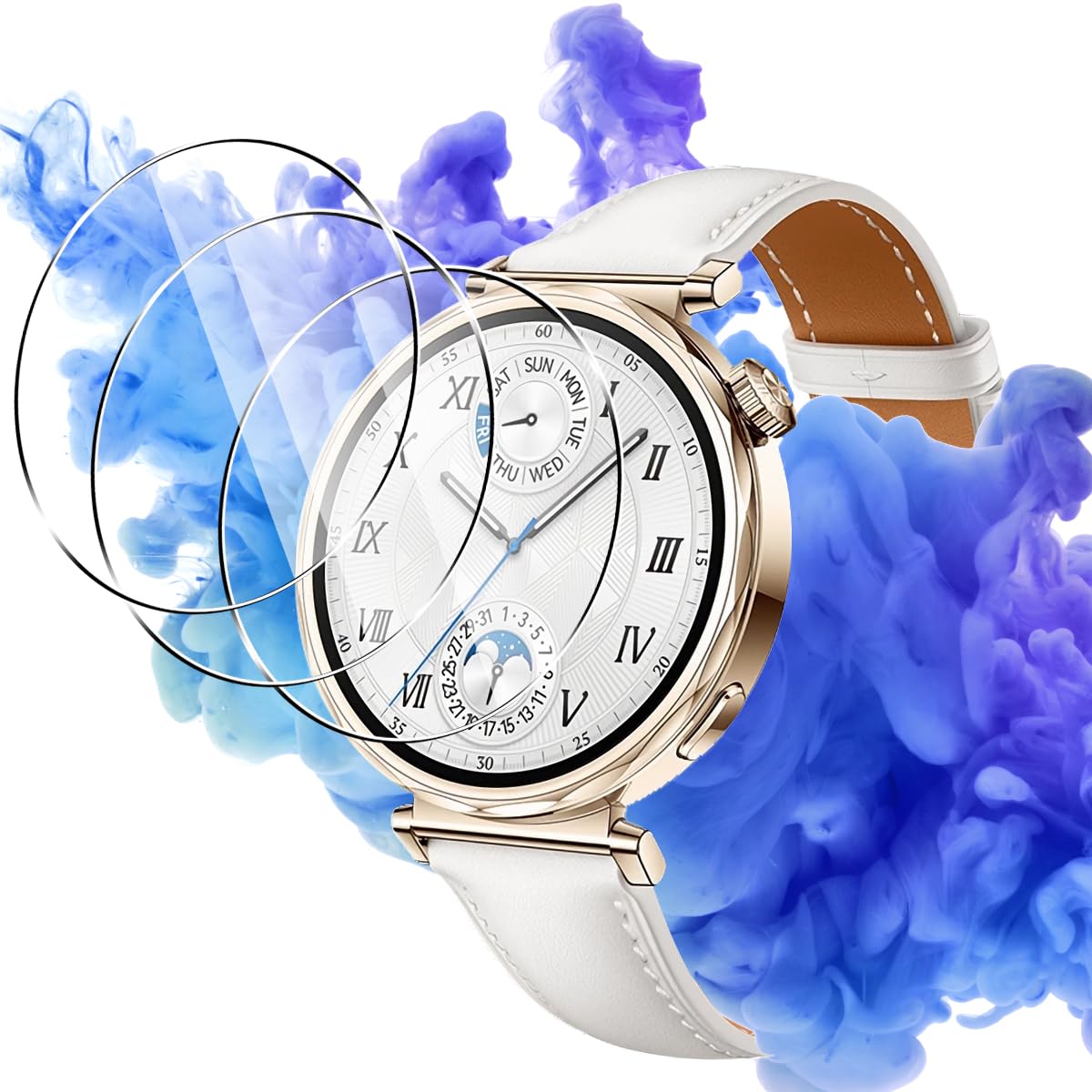 スマートウォッチ用 強化ガラス保護フィルム 41mm 3枚セット 画面保護 高硬度9H 耐衝撃 高感度タッチ 指紋防止 撥油 疎水 自動吸着 気泡ゼロ 貼り付け簡単