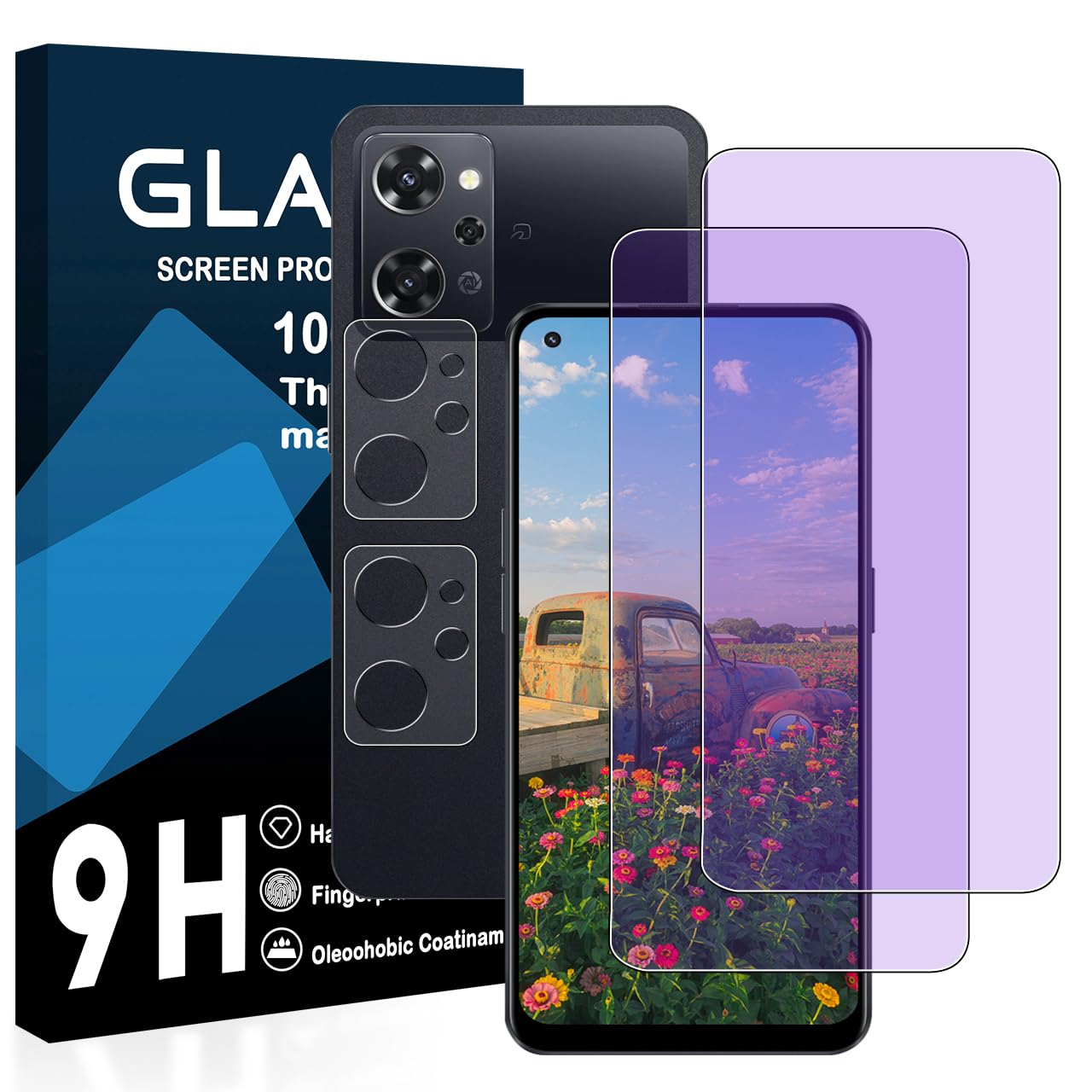 スマホフィルム 2枚セット レンズフィルム 2枚付き ブルーライトカット ガラスフィ...