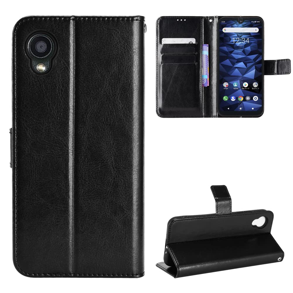 Other - スマホケース 手帳型 汎用 レザーケース 横置き スタンド機能 落下防止 衝撃吸収 耐衝撃 ブラック カバー 収納 シンプル